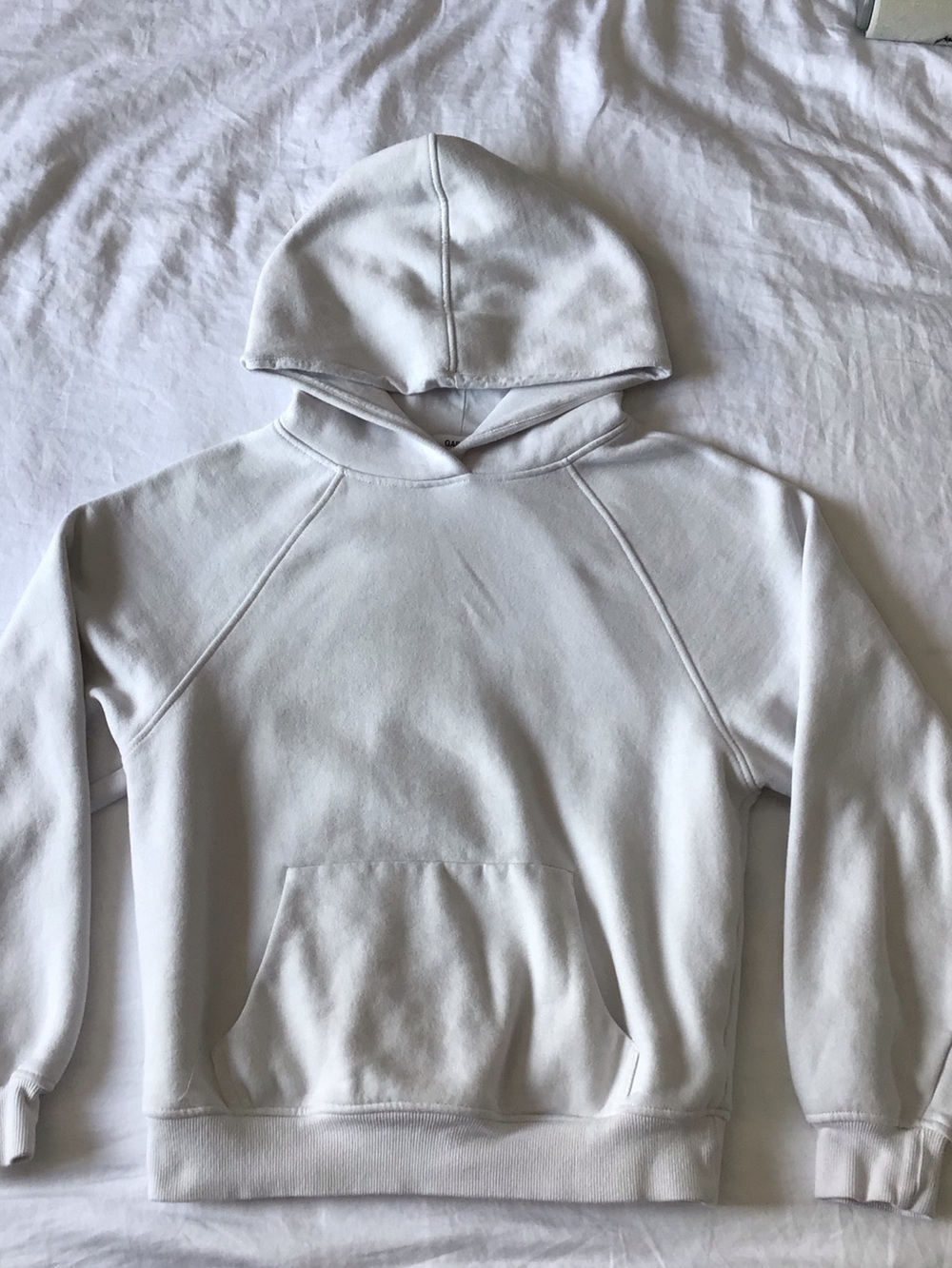 Garage Women's White Pullover Hoodie with Kangaroo Pocket